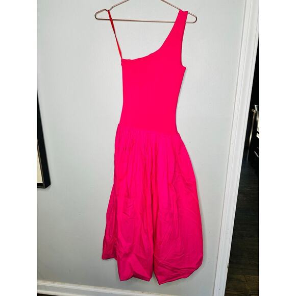DEREK LAM COLLECTIVE Pink One-Shoulder Drop Waist Bubble Hemline Dress Size XS - Picture 3 of 14